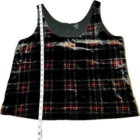 J. Crew Women's Velvet Preppy Goth Plaid‎ Academia Tank Top Plus Size 14 - Picture 7 of 12